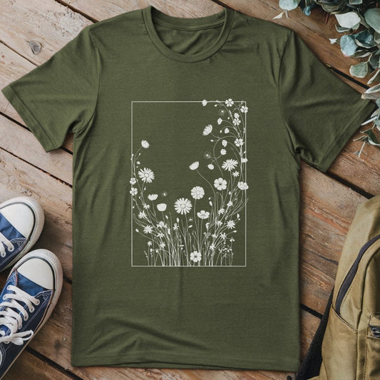 T-Shirt Military Green / S Flower Rectancle T-Shirt