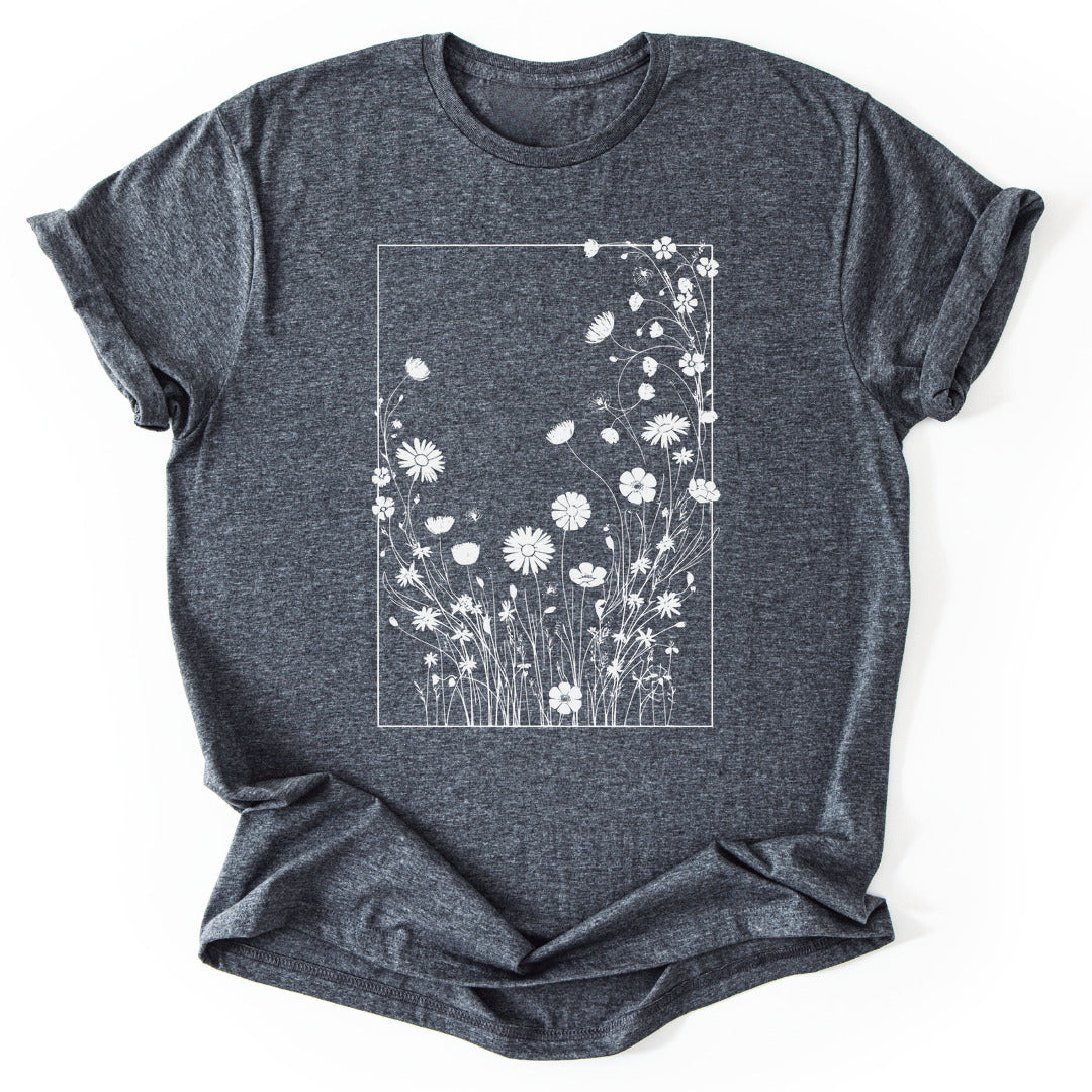 T-Shirt Dark Heather / S Flower Rectancle T-Shirt