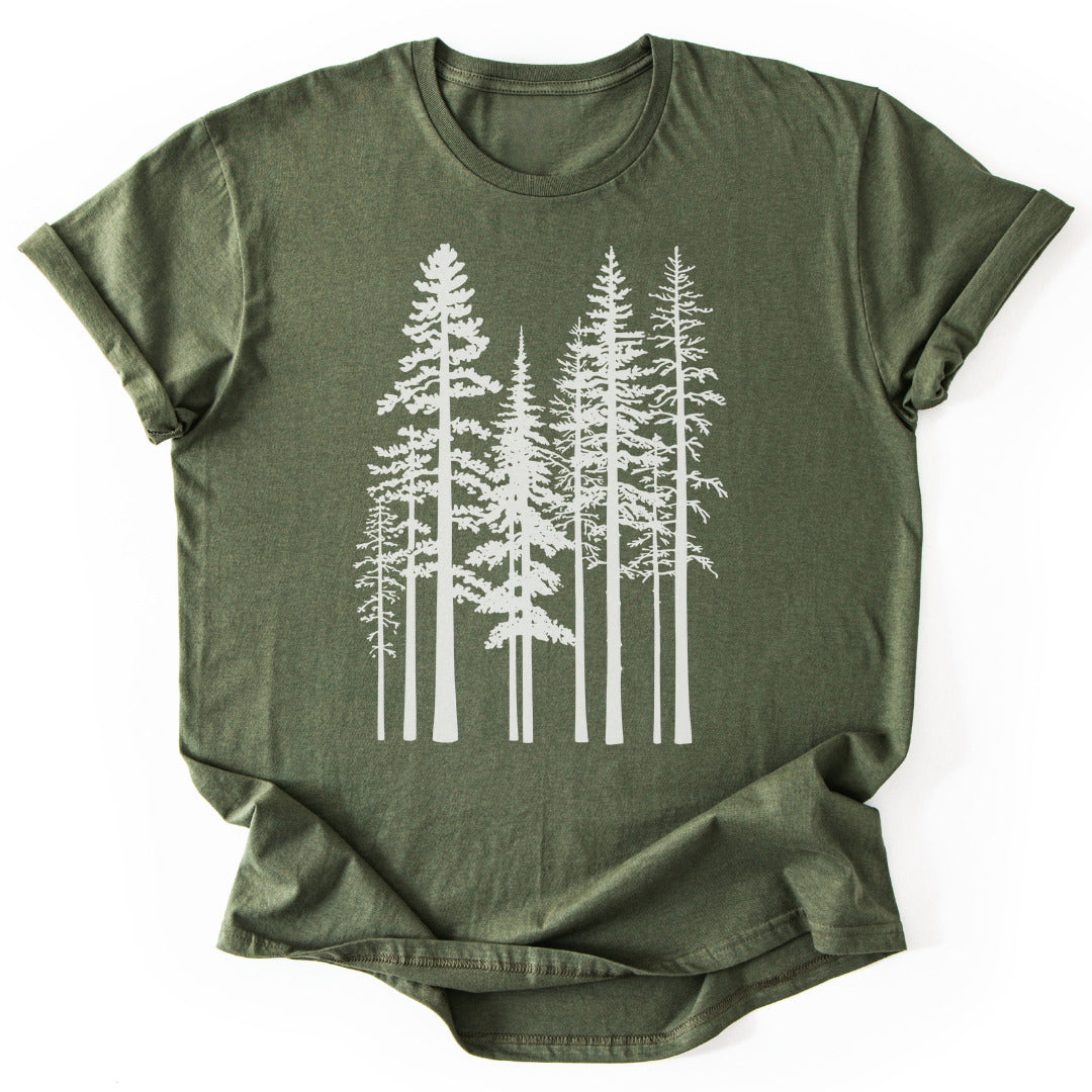 T-Shirt Military Green / S Pine Trees T-Shirt