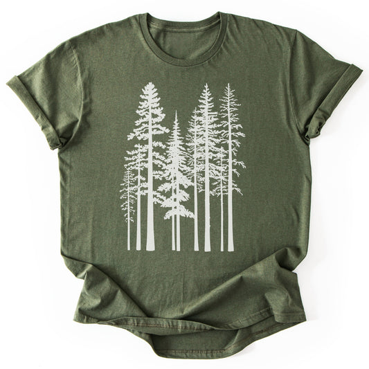 T-Shirt Military Green / S Pine Trees T-Shirt
