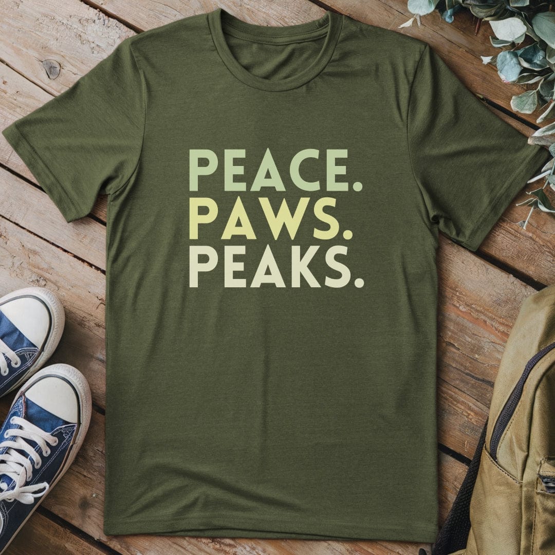 T-Shirt Military Green / S Peace. Paws. Peaks T-Shirt