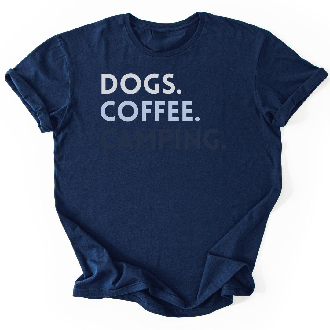 T-Shirt Navy / S Dogs Coffee Camping T-Shirt