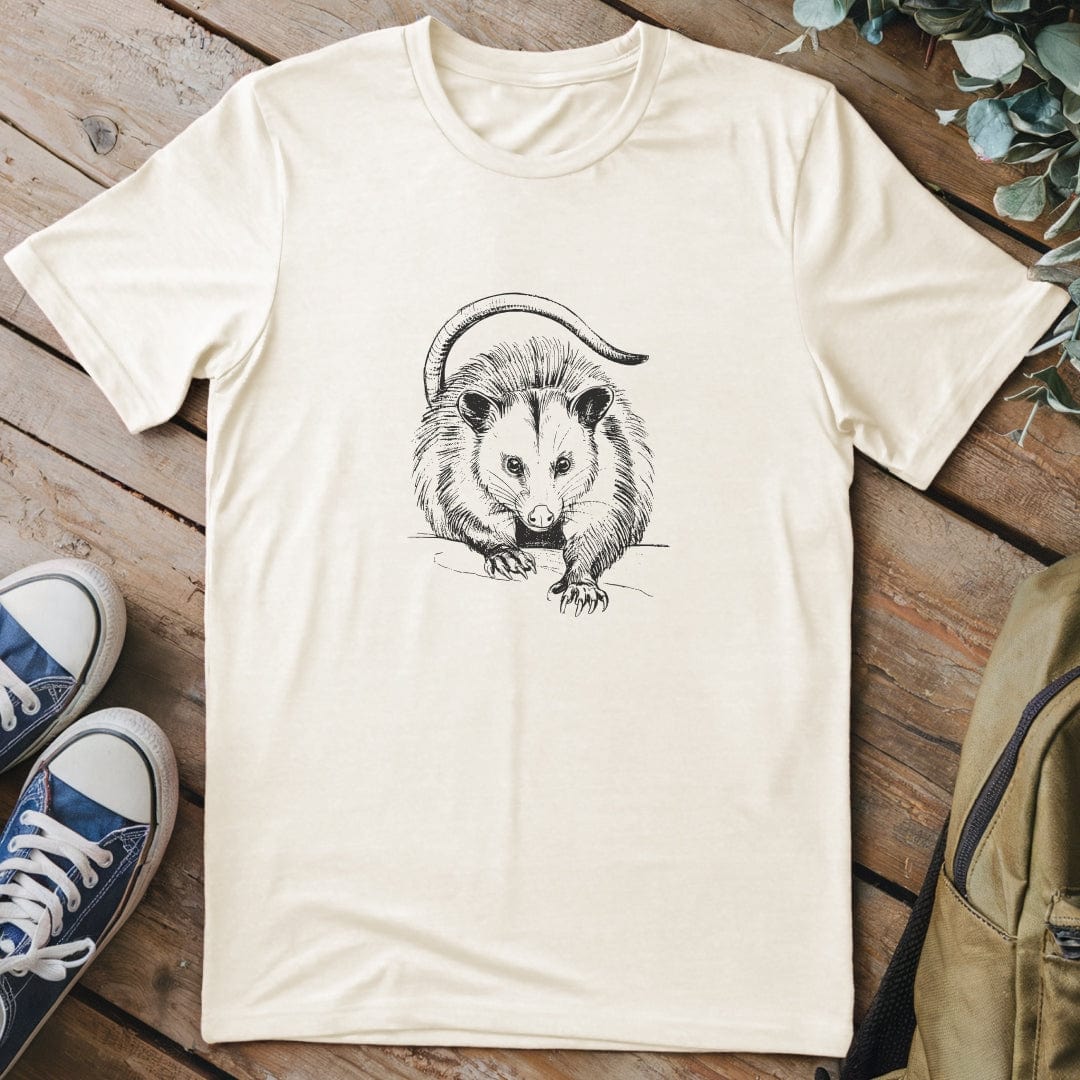 T-Shirt Natural / S Opossum Pencil Drawing T-Shirt