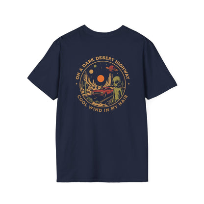 T-Shirt Navy / S Alien Desert Highway (Back Print)