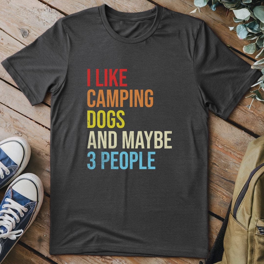 T-Shirt Dark Heather / S I Like Camping & Dogs Funny T-Shirt
