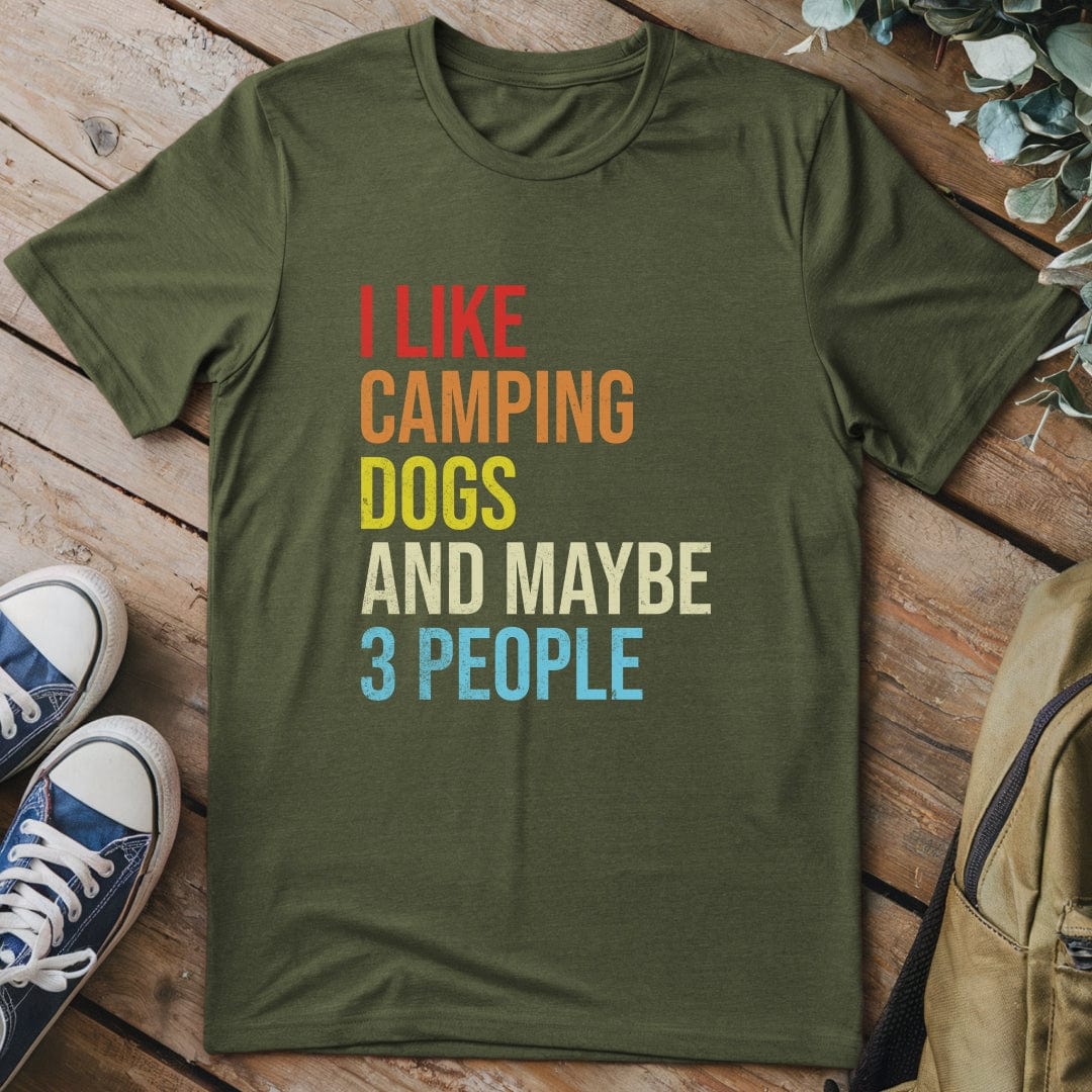 T-Shirt Military Green / S I Like Camping & Dogs Funny T-Shirt