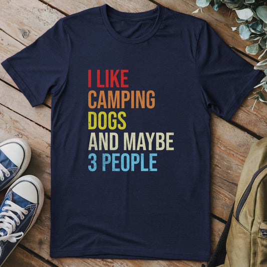 T-Shirt Navy / S I Like Camping & Dogs Funny T-Shirt