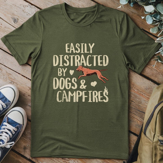 T-Shirt Military Green / S Easily distracted by Dogs Funny T-Shirt