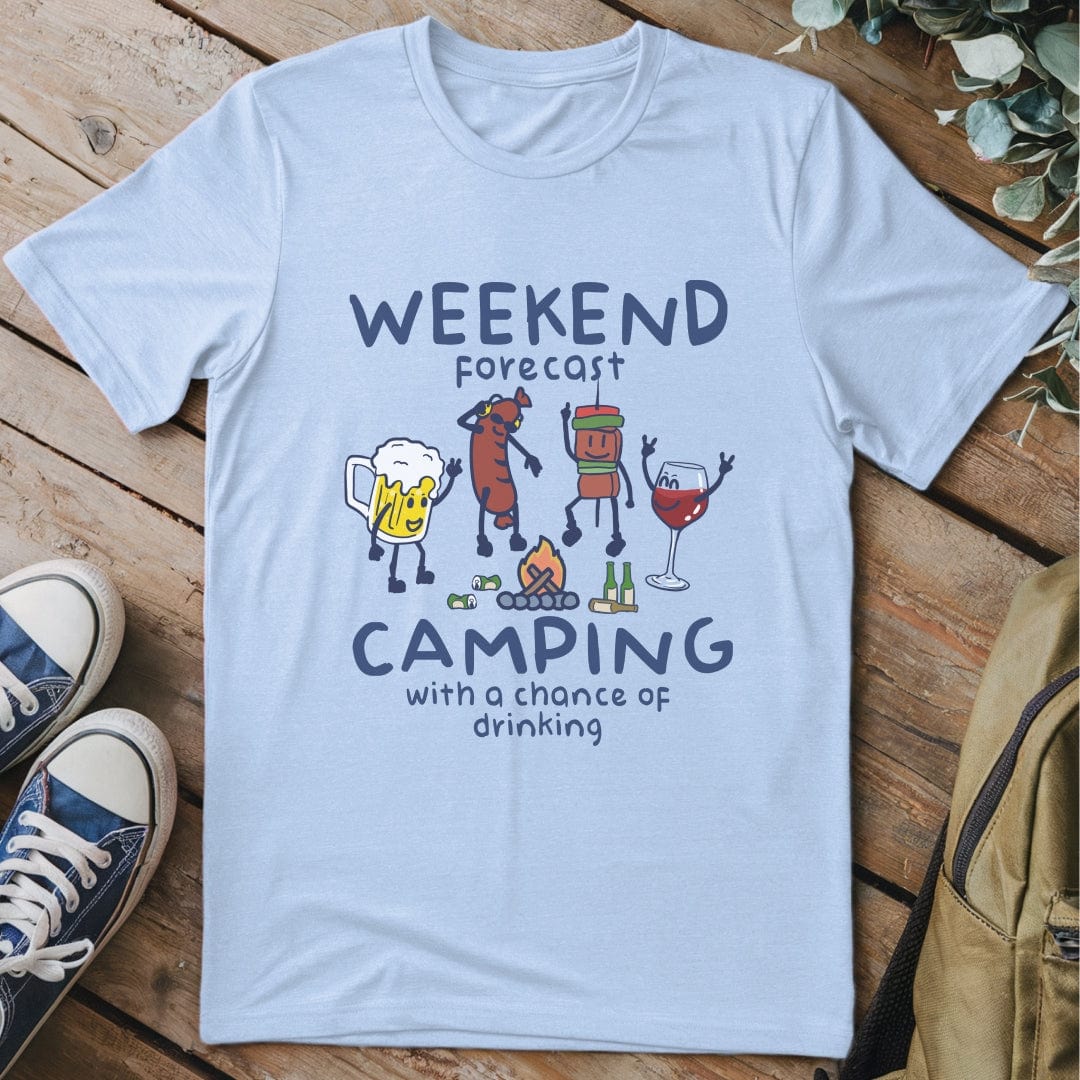 T-Shirt Light Blue / S Weekend Forecast Camping Funny T-Shirt