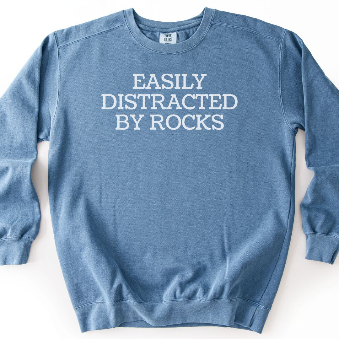 Easily Distracted By Rocks Premium Sweatshirt - Blue Jean