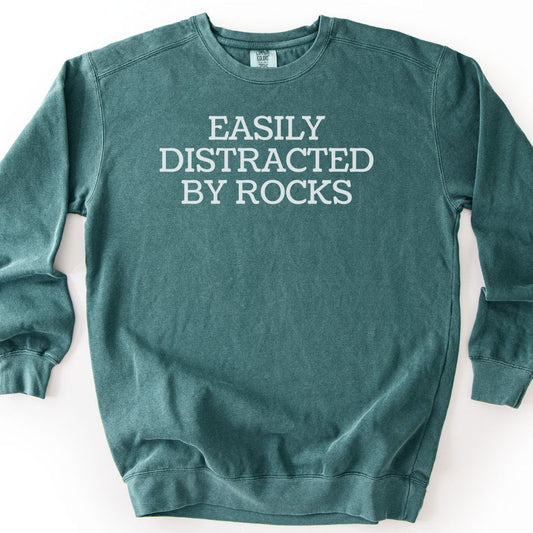 Easily Distracted By Rocks Premium Sweatshirt - Blue Spruce