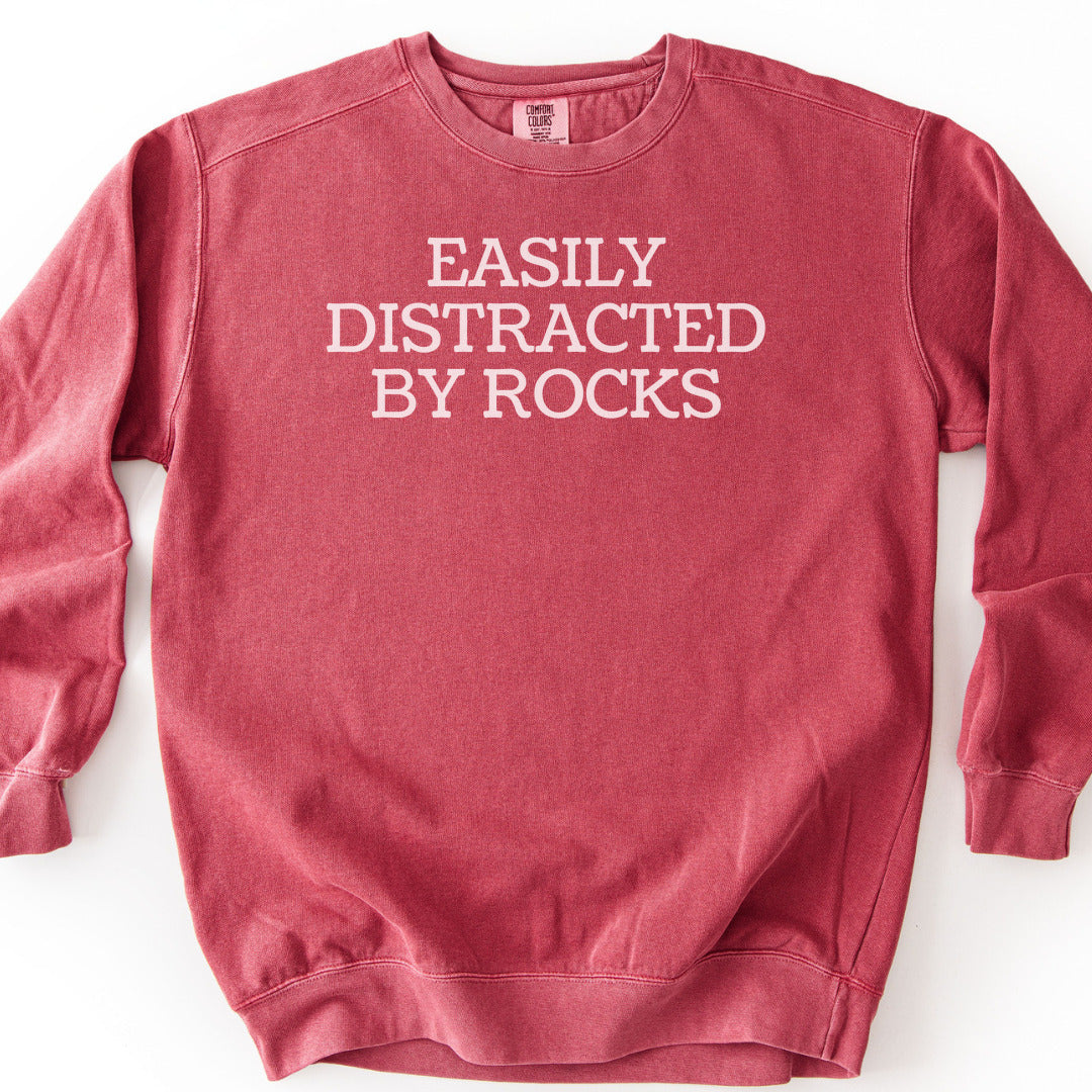 Easily Distracted By Rocks Premium Sweatshirt - Crimson