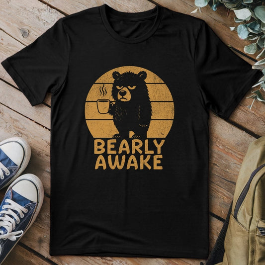 T-Shirt Black / S Bearly Awake Retro 2 Funny T-Shirt