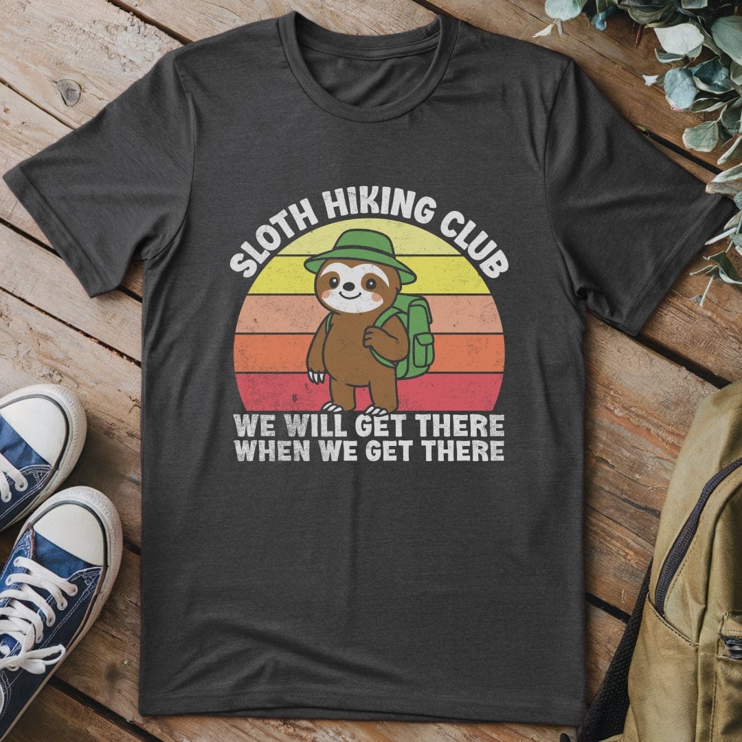 T-Shirt Dark Heather / S Sloth Hiking Club Retro 2 Funny T-Shirt