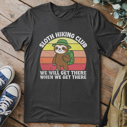 T-Shirt Dark Heather / S Sloth Hiking Club Retro 2 Funny T-Shirt