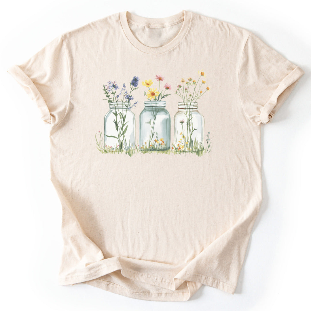 T-Shirt Natural / S Wildflowers In A Glass T-Shirt