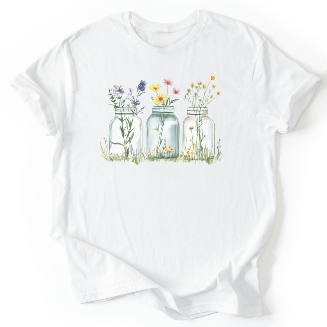T-Shirt White / S Wildflowers In A Glass T-Shirt