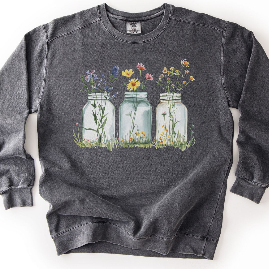 Wildflowers In A Glass Premium Sweatshirt - Pepper