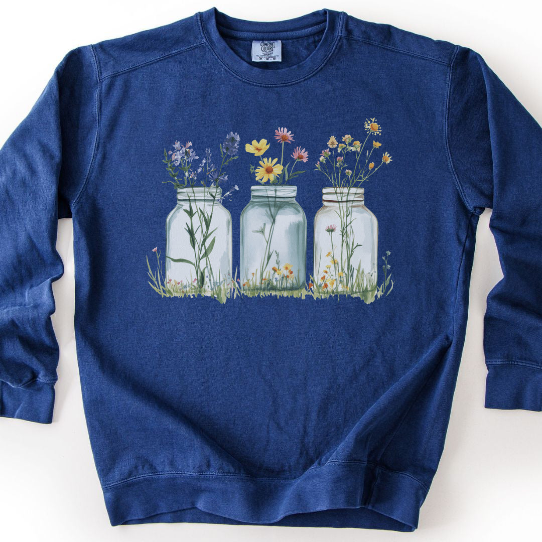 Wildflowers In A Glass Premium Sweatshirt - True Navy
