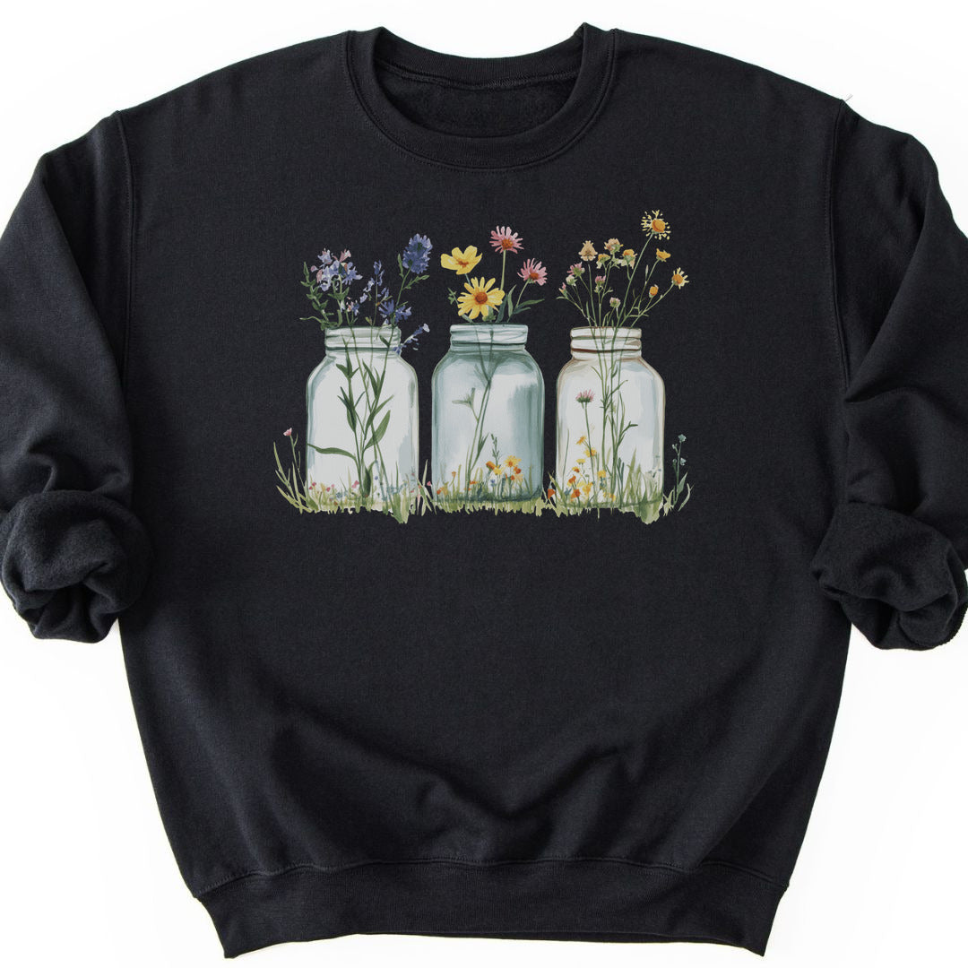 Wildflowers In A Glass Sweatshirt - Black