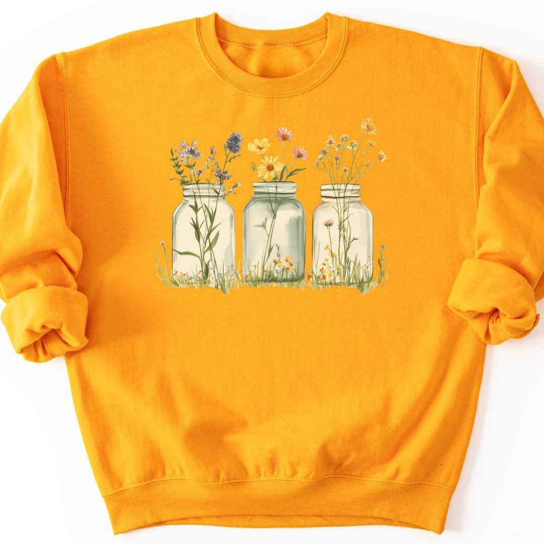 Wildflowers In A Glass Sweatshirt - Gold