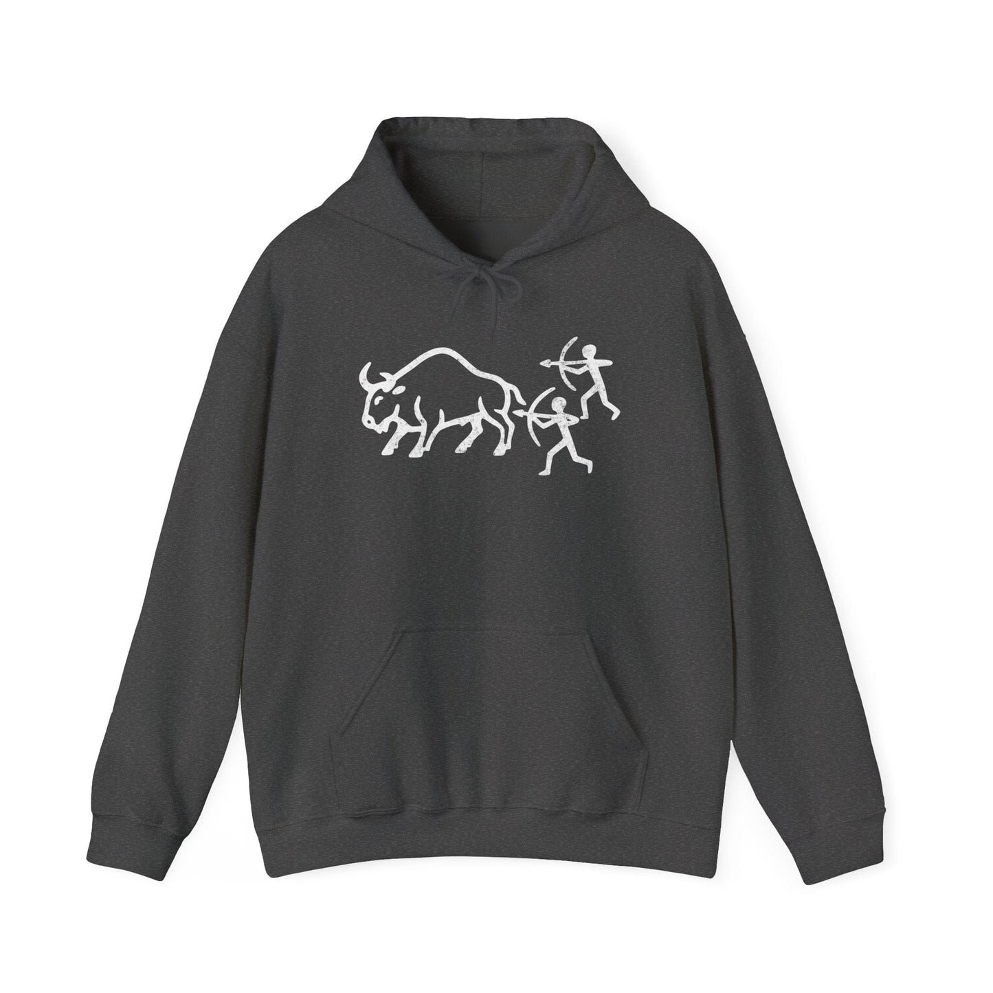 Hoodie Dark Heather / S Bison Hunt Carving Hoodie