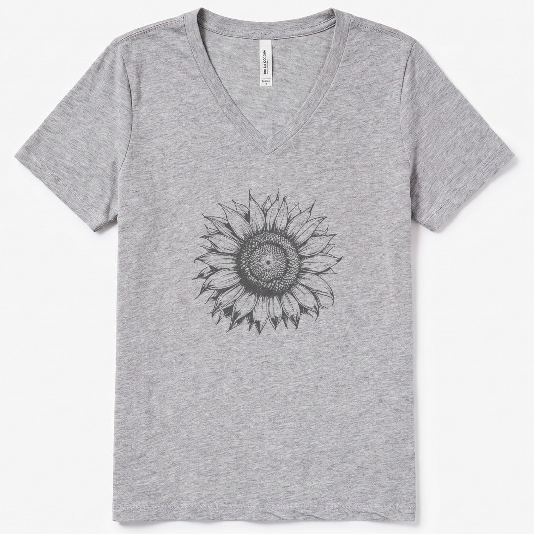 Sunflower V-Neck Heather - women's relaxed v-neck tee in Athletic Heather from Summit Soul