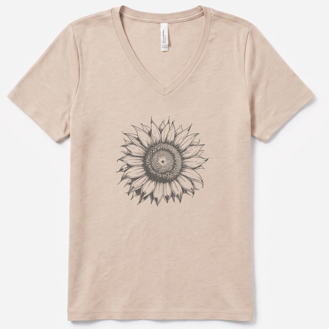 Sunflower V-Neck Heather - women's relaxed v-neck tee in Heather Dust from Summit Soul