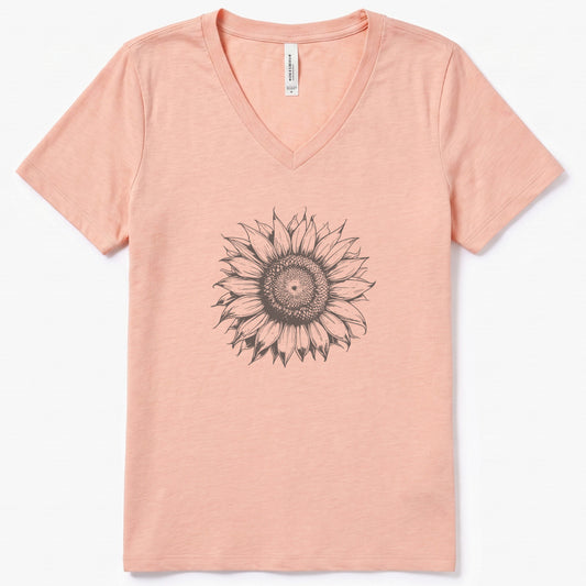 Sunflower V-Neck Heather - women's relaxed v-neck tee in Heather Peach from Summit Soul