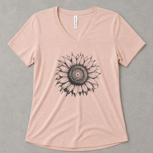 Sunflower V-Neck Heather - women's relaxed v-neck tee in Heather Peach from Summit Soul