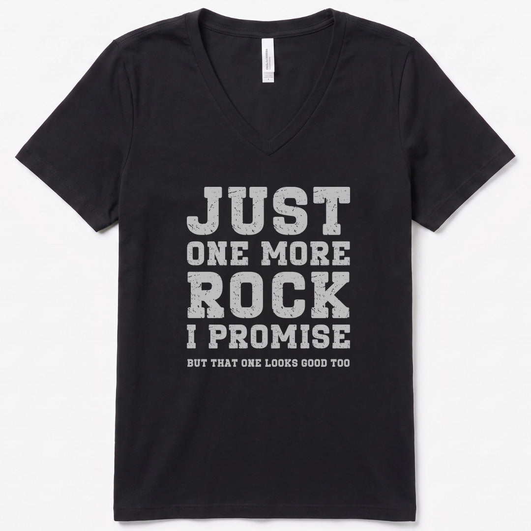 Just One More Rock V-Neck Heather - women's relaxed v-neck tee in Black Heather from Summit Soul