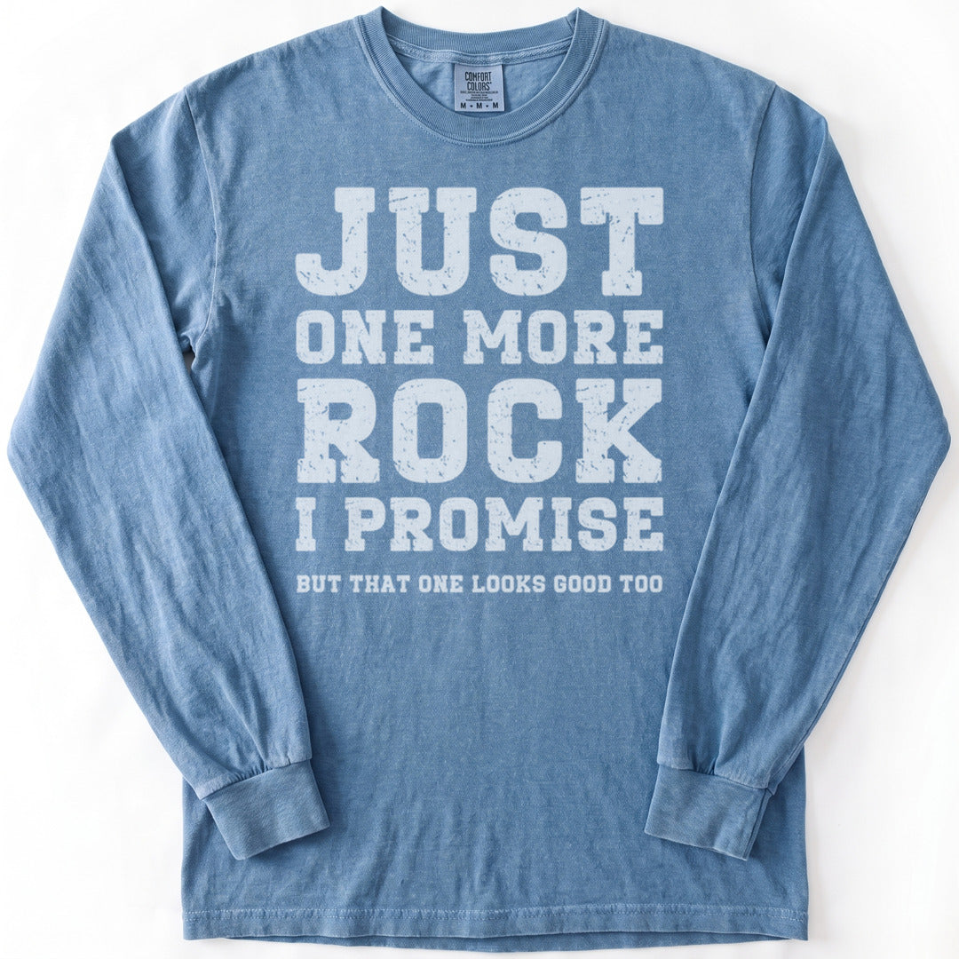 Just One More Rock Premium LS - Comfort Colors garment-dyed long sleeve in Blue Jean from Summit Soul