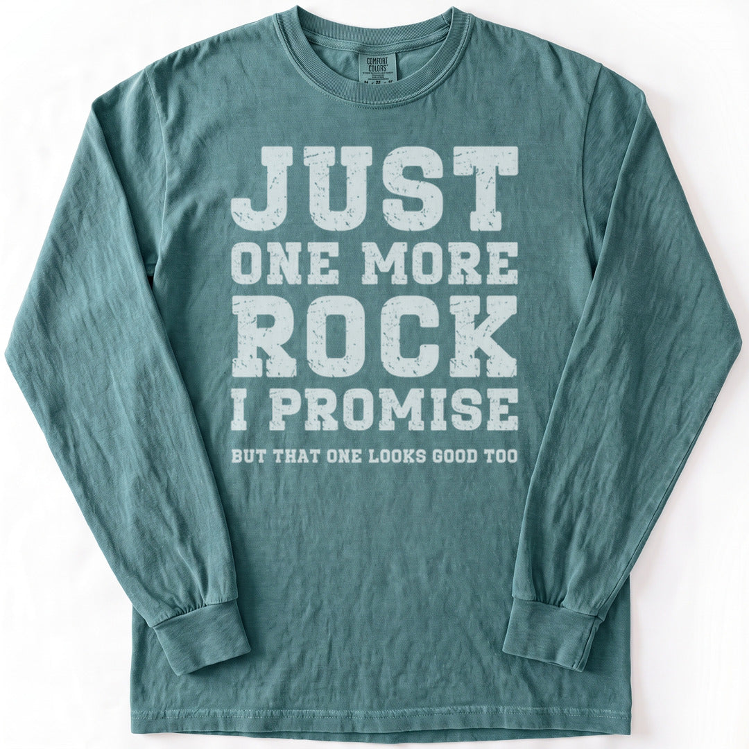 Just One More Rock Premium LS - Comfort Colors garment-dyed long sleeve in Blue Spruce from Summit Soul