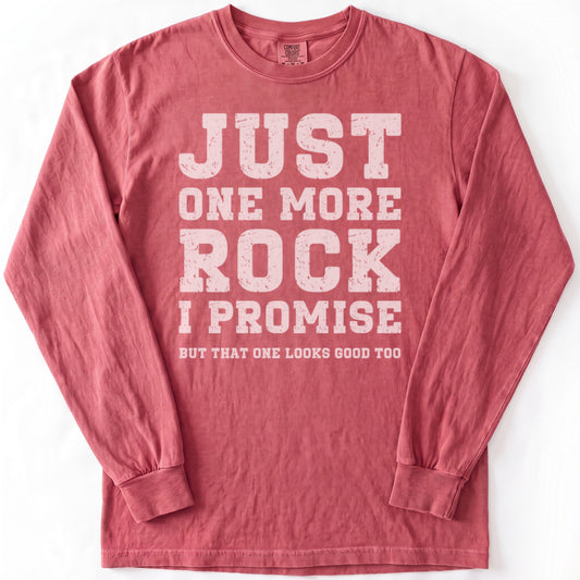 Just One More Rock Premium LS - Comfort Colors garment-dyed long sleeve in Crimson from Summit Soul