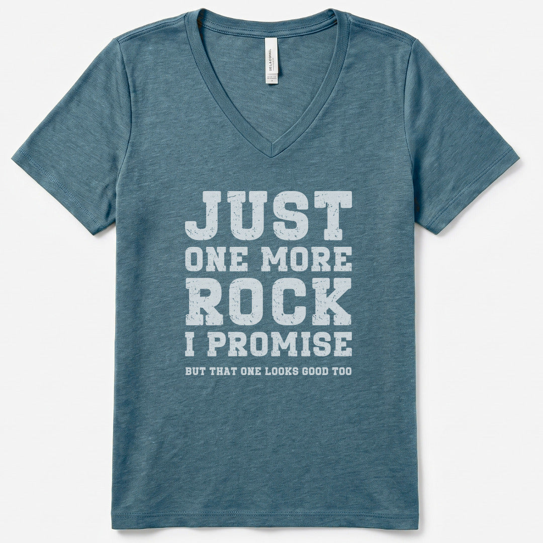 Just One More Rock V-Neck Heather - women's relaxed v-neck tee in Heather Slate from Summit Soul