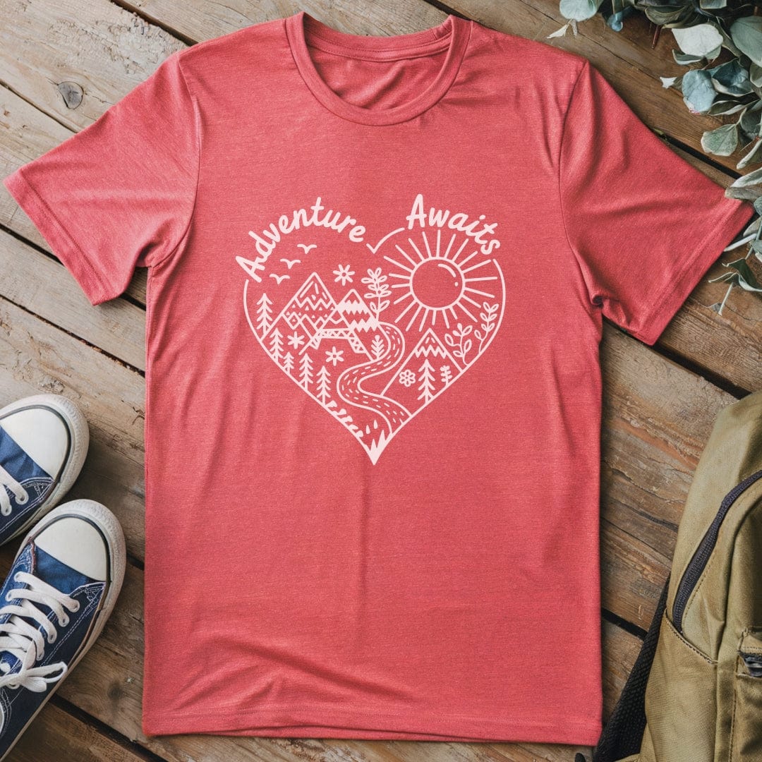 T-Shirt Heather Red / S Adventure Awaits Heart T-Shirt
