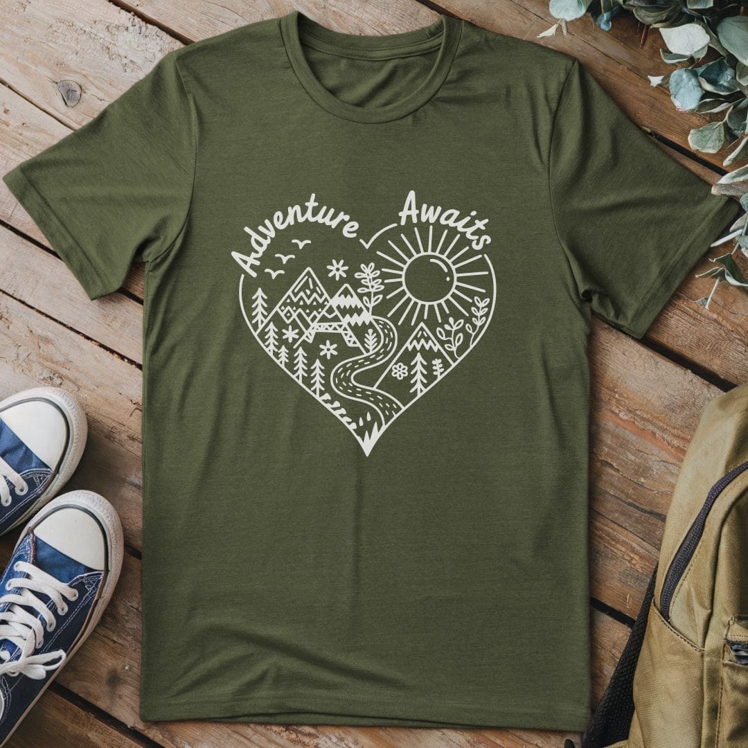 T-Shirt Military Green / S Adventure Awaits Heart T-Shirt