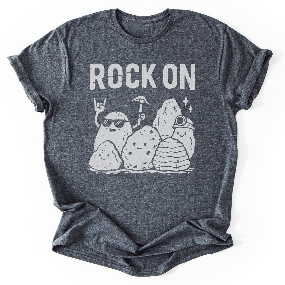 T-Shirt Dark Heather / S Rock On Funny T-Shirt