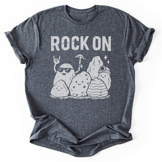 T-Shirt Dark Heather / S Rock On Funny T-Shirt