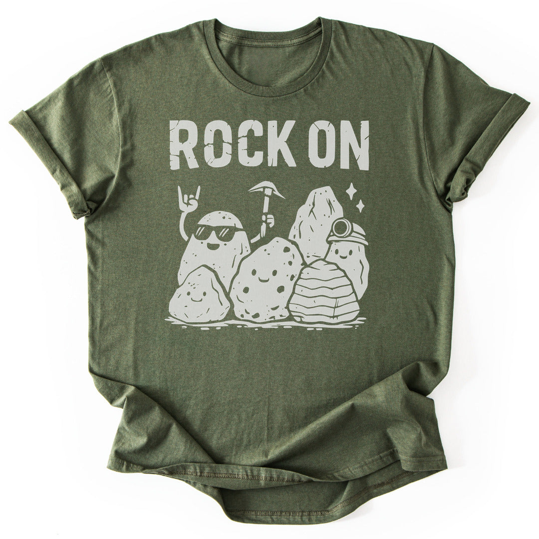 T-Shirt Military Green / S Rock On Funny T-Shirt