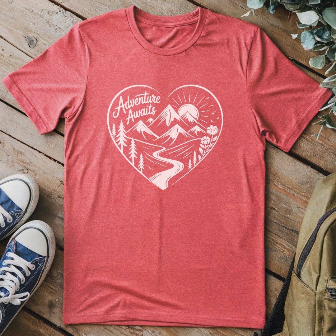 T-Shirt Heather Red / S Adventure Awaits Heart T-Shirt