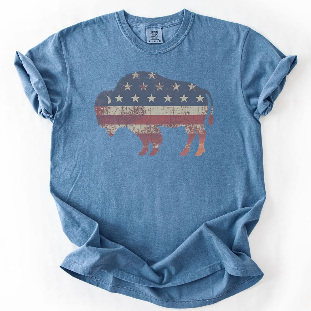 T-Shirt Blue Jean / S American Bison Premium