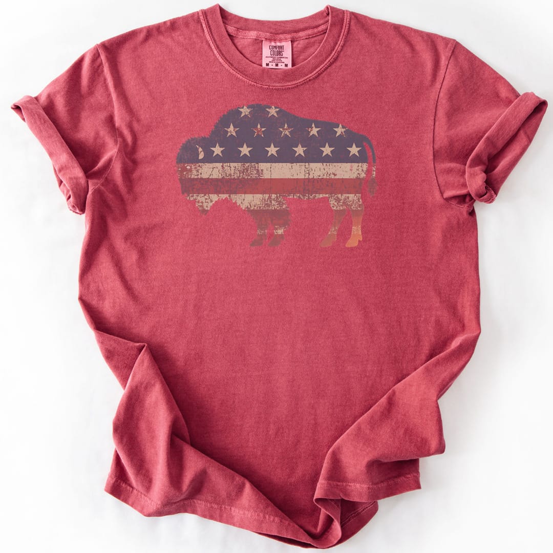 T-Shirt Crimson / S American Bison Premium