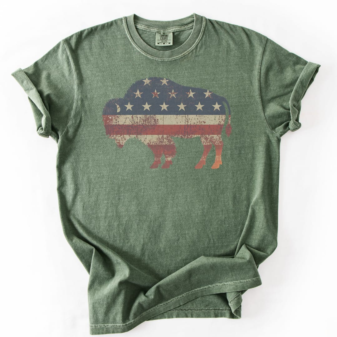 T-Shirt Moss / S American Bison Premium