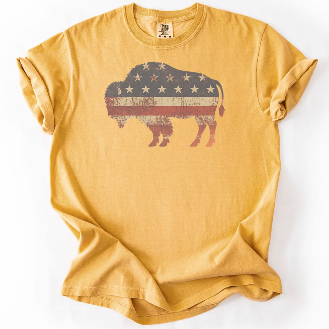 T-Shirt Mustard / S American Bison Premium