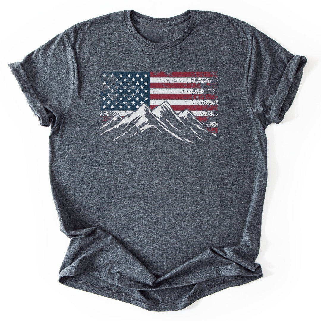 T-Shirt Dark Heather / S 4th July Patriotic Peaks T-Shirt