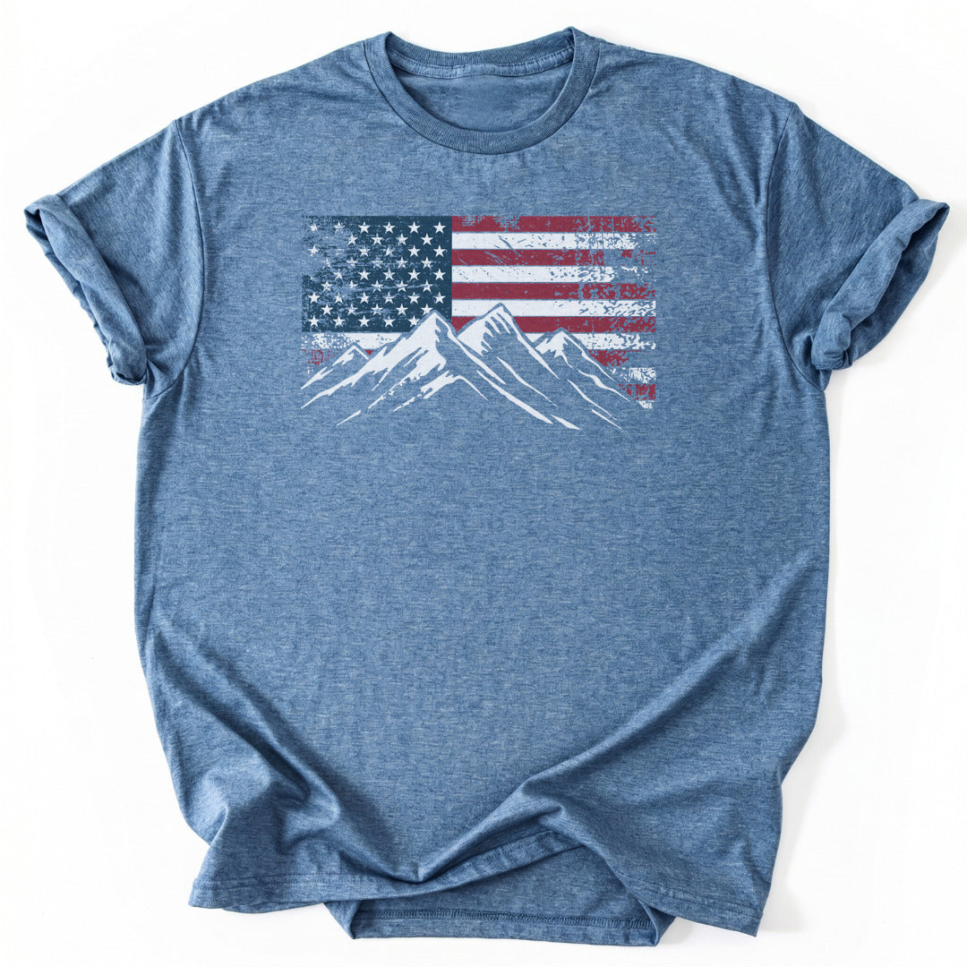T-Shirt Heather Indigo / S 4th July Patriotic Peaks T-Shirt