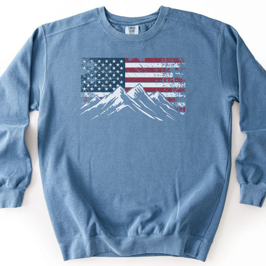 4th July Patriotic Peaks Premium Sweatshirt - Blue Jean