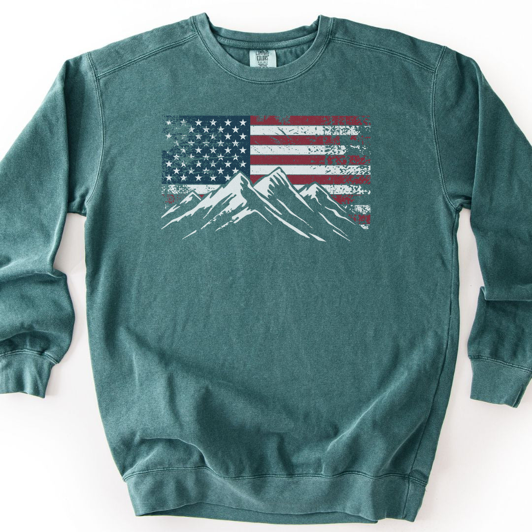 4th July Patriotic Peaks Premium Sweatshirt - Blue Spruce