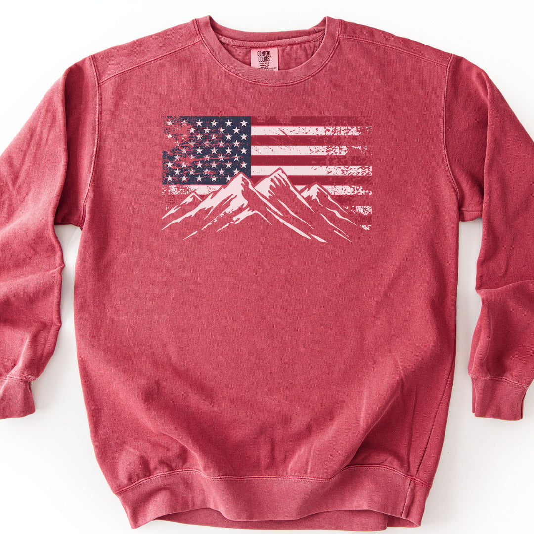 4th July Patriotic Peaks Premium Sweatshirt - Crimson